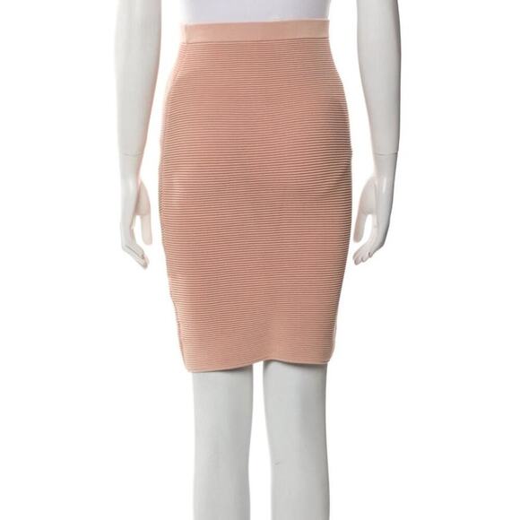 SIMKHAI Knit Rib Pencil Rayon-Blend Skirt Pink Small - Picture 4 of 6